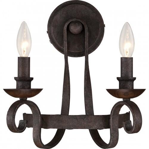 Quoizel NBE8702RK Noble Wall sconce 2-light rustic black Wall Sconce