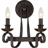 Quoizel NBE8702RK Noble Wall sconce 2-light rustic black Wall Sconce