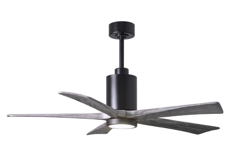 Matthews Fan PA5-BK-BW-52 Patricia-5 five-blade ceiling fan in Matte Black finish with 52” solid barn wood tone blades and dimmable LED light kit 