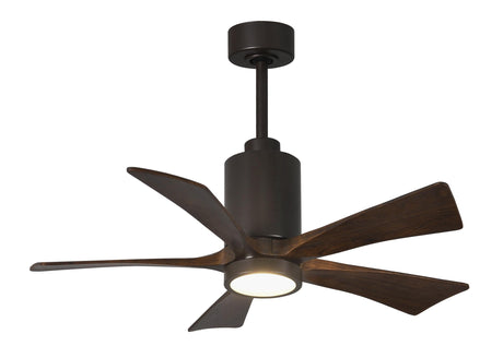 Matthews Fan PA5-TB-WA-42 Patricia-5 five-blade ceiling fan in Textured Bronze finish with 42” solid walnut tone blades and dimmable LED light kit 