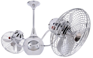 Matthews Fan VB-CR-MTL Vent-Bettina 360° dual headed rotational ceiling fan in polished chrome finish with metal blades.