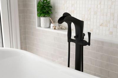 Pfister Matte Black Tub Filler With Hand Shower LG6-1RH1B