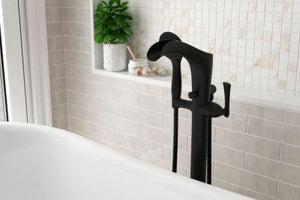 Pfister Matte Black Tub Filler With Hand Shower LG6-1RH1B