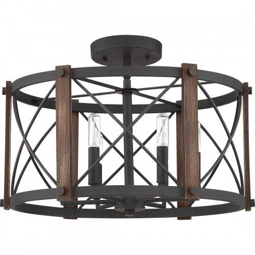 Quoizel BRO1720MK Baron Semi Flush Ceiling Lighting, 6-Light, 360 Watts, Marcado Black (14"H x 20"Dia)