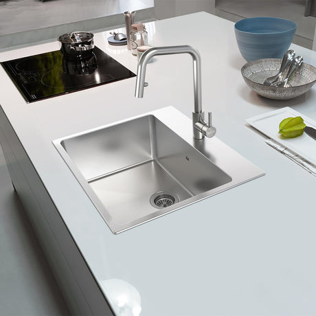 KINDRED BSL2225-9-1N Brookmore 25.1-in LR x 22.1-in FB x 9-in DP Drop in Single Bowl Stainless Steel Sink In Commercial Satin Finish