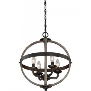Quoizel FSN5204RK Fusion 4lts foyer  rustic black 16.5"d Pendant