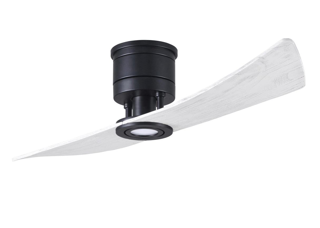 Matthews Fan LW-BK-MWH Lindsay ceiling fan in Matte Black finish with 52" solid matte white wood blades and eco-friendly, dimmable LED light kit.
