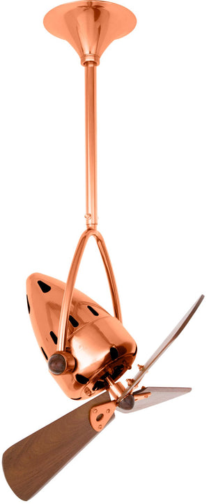 Matthews Fan JD-BRCP-WD Jarold Direcional ceiling fan in Brushed Copper finish with solid sustainable mahogany wood blades.