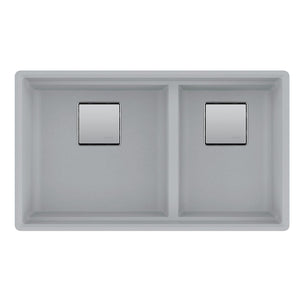 FRANKE PKG160LD-SHG Peak 32.0-in. x 18.8-in. Stone Grey Granite Undermount Double Bowl Kitchen Sink - PKG160LD-SHG In Stone Grey