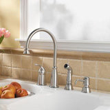 Avalon 1-Handle Kitchen Faucet with Side Spray & Soap Dispenser in Stainless Steel