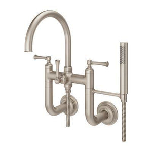 Tisbury Wall Mount 2-Handle Tub Filler with Hand Shower in Brushed Nickel