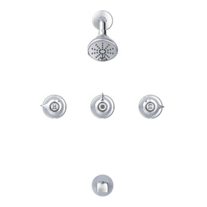 Gerber G004713083 Chrome Classics Three Handle 11 Inch Centers Tub & Shower FI...