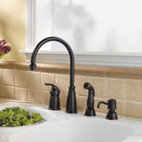 Avalon 1-Handle Kitchen Faucet with Side Spray & Soap Dispenser in Tuscan Bronze