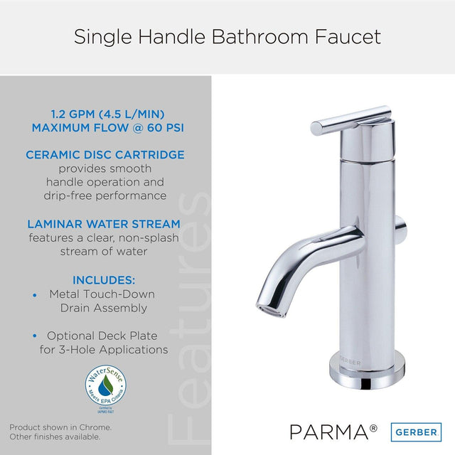 Gerber D236158BB Brushed Bronze Parma Single Handle Lavatory Faucet
