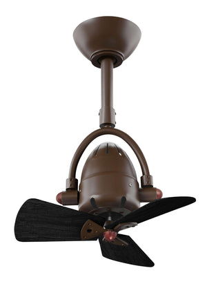 Matthews Fan DI-TB-WDBK Diane oscillating ceiling fan in Textured Bronze finish with solid matte black wood blades.