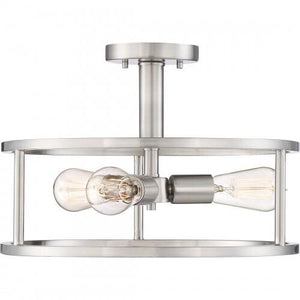 Quoizel NHR1715BN New Harbor Semi flush brshd nkl 3lts Semi-Flush Mount