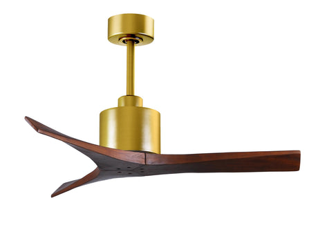 Matthews Fan MW-BRBR-WA-42 Mollywood 6-speed contemporary ceiling fan in Brushed Brass finish with 42” solid walnut tone blades