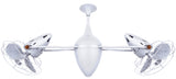 Matthews Fan AR-WH-MTL Ar Ruthiane 360° dual headed rotational ceiling fan in gloss white finish with metal blades.