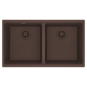 FRANKE MAG1201515-MOC Maris Undermount 33-in x 18.94-in Granite Double Bowl Kitchen Sink in Mocha In Mocha