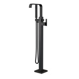 Gerber D300544BST Satin Black Square Floor Mount Tub Filler Trim Kit With Handshower