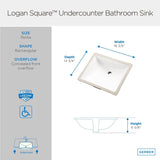 Gerber G0012765 White Logan Square Rectangular Petite Undercounter Bathroom Sink