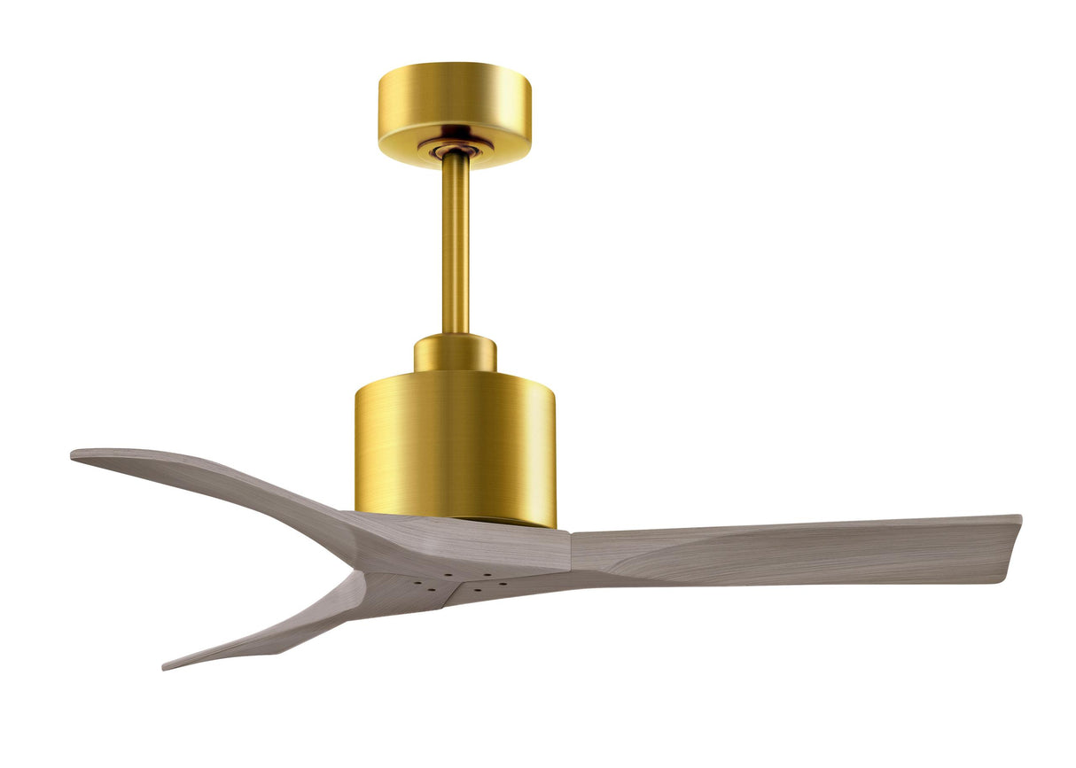 Matthews Fan NK-BRBR-GA-42 Nan 6-speed ceiling fan in Brushed Brass finish with 42” solid gray ash tone wood blades