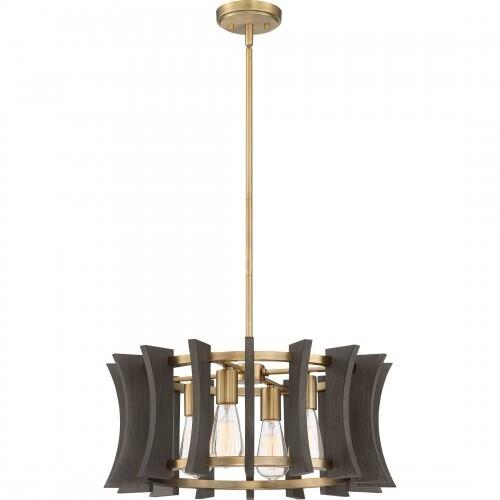 Quoizel QOP5196AB Cordelia Pendant  4 light aged brass Pendant