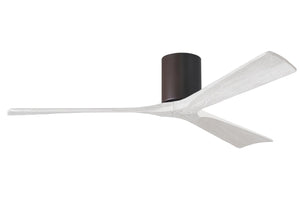 Matthews Fan IR3H-TB-MWH-60 Irene-3H three-blade flush mount paddle fan in Textured Bronze finish with 60” solid matte white wood blades. 