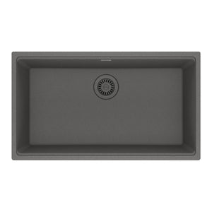 FRANKE MAG11029-SHG Maris Undermount 31-in x 17.81-in Granite Single Bowl Kitchen Sink in Stone Grey In Stone Grey