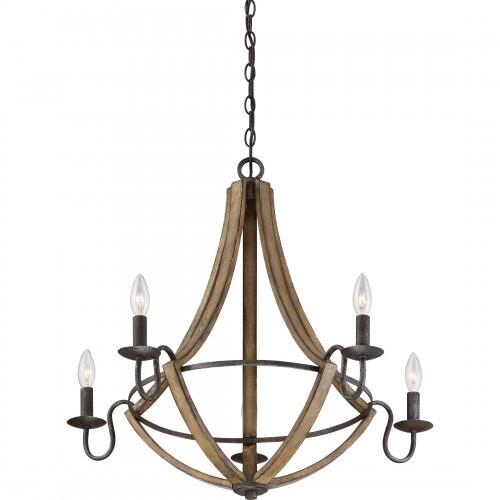 Quoizel SHR5005RK Shire 5 light chandleier rustic black Chandelier