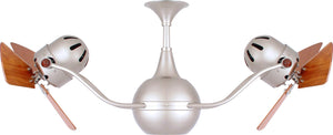 Matthews Fan VB-BN-WD-DAMP Vent-Bettina 360° dual headed rotational ceiling fan in brushed nickel finish with solid sustainable mahogany wood blades for damp location.