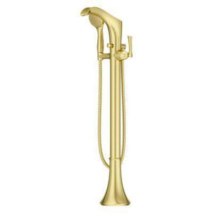 Rhen Tub Filler with Handshower in Brushed Gold