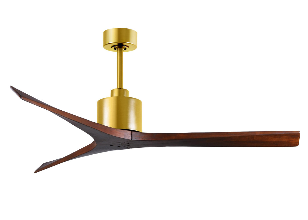 Matthews Fan MW-BRBR-WA-60 Mollywood 6-speed contemporary ceiling fan in Brushed Brass finish with 60” solid walnut tone blades