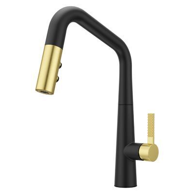 Combo-matte Black and Brushed Gold 1-handle Pull-down Kitchen Faucet