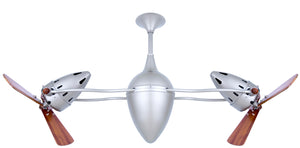 Matthews Fan AR-BN-WD Ar Ruthiane 360° dual headed rotational ceiling fan in brushed nickel with solid sustainable mahogany wood blades.