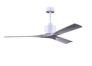 Matthews Fan NK-MWH-BW-60 Nan 6-speed ceiling fan in Matte White finish with 60” solid barn wood tone wood blades