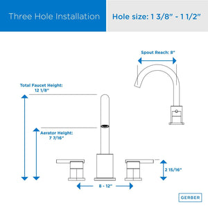 Gerber D305758T Parma Three Piece Roman Tub Trim Kit - Chrome