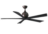 Matthews Fan IR5-TB-BK-60 Irene-5 five-blade paddle fan in Textured Bronze finish with 60" solid matte black wood blades.