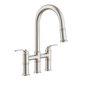 Gerber D434437BB Kinzie Two Handle Pull-down Bridge Faucet - Brushed Bronze