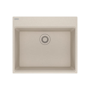 FRANKE MAG61023L-CHA Maris Dual Mount 25-in x 22-in Granite Dual Mount Single Bowl Laundry Sink in Champagne In Champagne