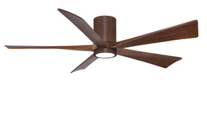 Matthews Fan IR5HLK-WN-WA-60 IR5HLK five-blade flush mount paddle fan in Walnut finish with 60” solid walnut tone blades and integrated LED light kit.