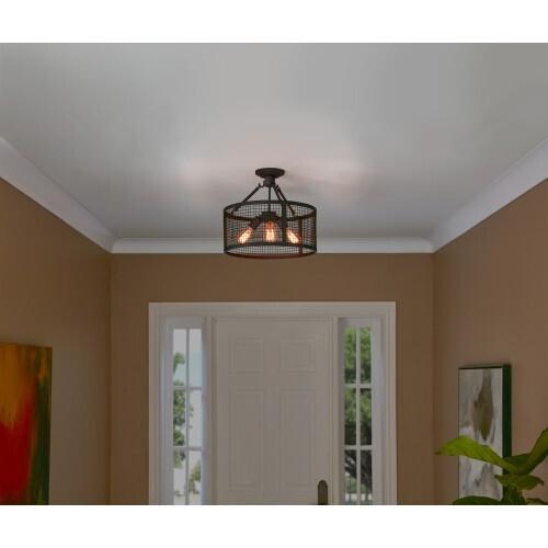 Quoizel WLR1716MB Wilder 3lt semi flush 16" mottled black Semi-Flush Mount