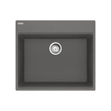 FRANKE MAG61023-SHG-S Maris Topmount 25-in x 22-in Granite Single Bowl Kitchen Sink in Stone Grey In Stone Grey