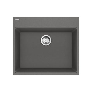 FRANKE MAG61023-SHG-S Maris Topmount 25-in x 22-in Granite Single Bowl Kitchen Sink in Stone Grey In Stone Grey