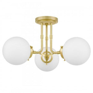 Quoizel LRY1720Y Landry Semi flush mount 3 light satin brass Semi-Flush Mount
