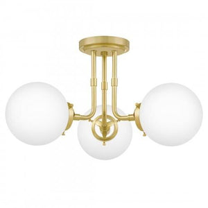 Quoizel LRY1720Y Landry Semi flush mount 3 light satin brass Semi-Flush Mount