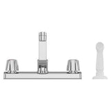 Pfirst Series 2-Handle Kitchen Faucet with White Side Spray in Polished Chrome