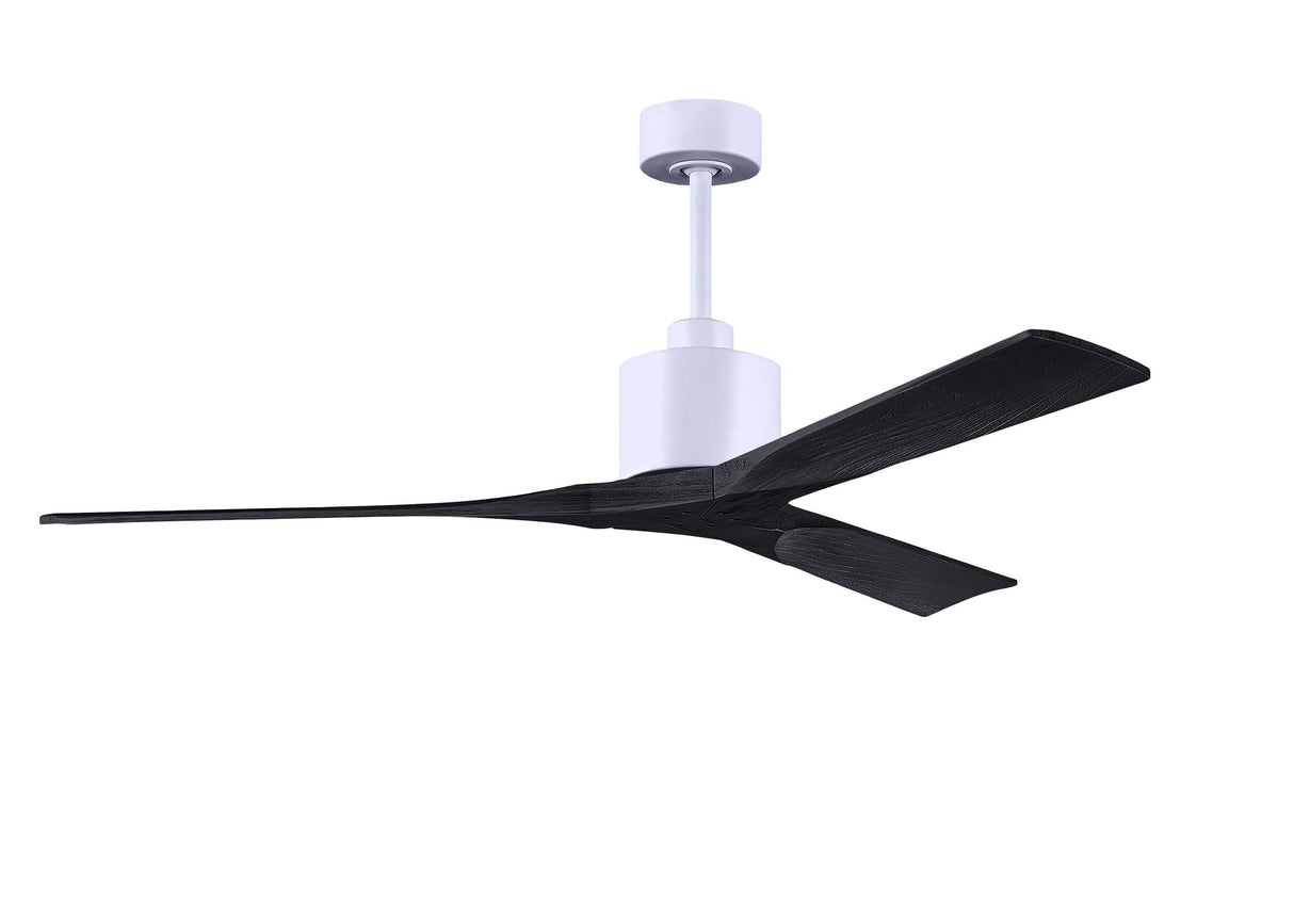 Matthews Fan NK-MWH-BK-60 Nan 6-speed ceiling fan in Matte White finish with 60” solid matte black wood blades