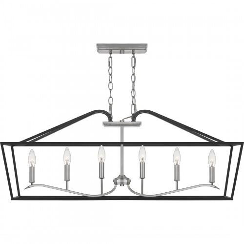 Quoizel CTA642MBK Catalina Linear chandelier 6 light matte black Island Light