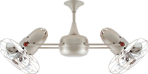 Matthews Fan DD-BN-MTL-DAMP Duplo Dinamico 360” rotational dual head ceiling fan in Brushed Nickel finish with metal blades for damp locations.